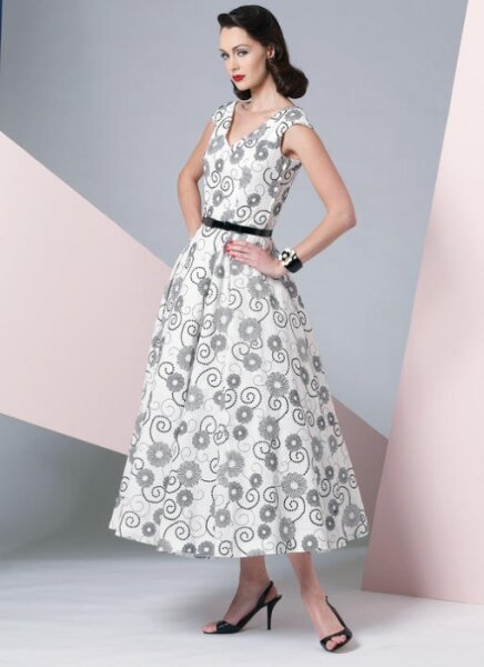V1172 Damen Gürtel Kleid, Vogue