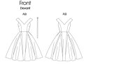 V1172 Damen Gürtel Kleid, Vogue