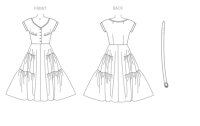 V9106 Damen Gürtel Kleid, Vogue