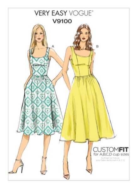 V9100 Damen Kleid, Schnittmuster von Vogue