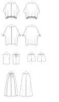 V9191 Damen Top Hose Shorts Poncho Überwurf, Vogue