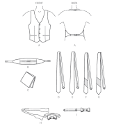 Vogue V9073 Herren Weste, Leibbinde, Pocket Square und Krawattes