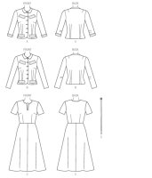 V9052 Damen Gürtel Kleid Jackett, Vogue