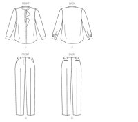 V1414 Damen Top Hose Kragen, Vogue