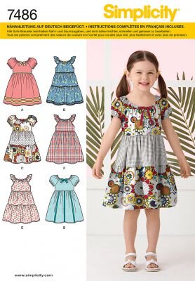 S7486, S2377  Mädchenkleid, Simplicity