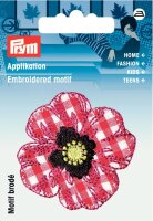 Applikation Blume Landhaus rot/weiß