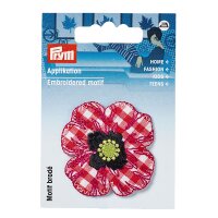 Applikation Blume Landhaus rot/weiß