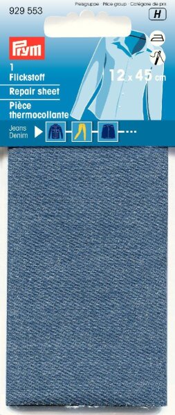Flickstoff Jeans (bügeln) 12 x 45 cm mittelblau