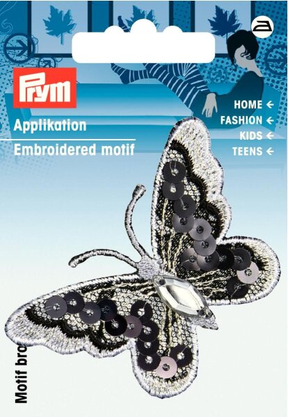 Applikation Schmetterling schwarz/weiß