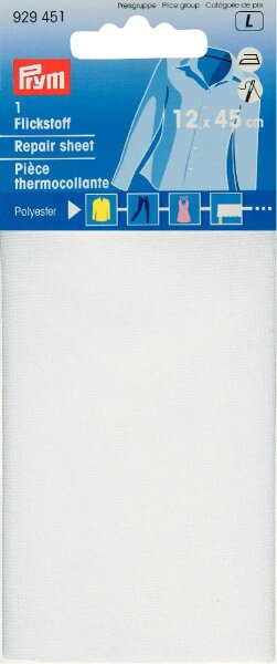 Flickstoff PES (bügeln) 12 x 45 cm weiß