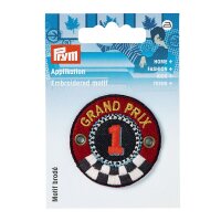 Applikation Patch rund Grand Prix rot/schwarz