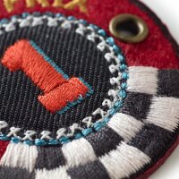 Applikation Patch rund Grand Prix rot/schwarz
