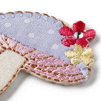 Applikation Pilz rosa/flieder mit Blumen