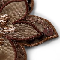 Applikation Blume braun Organza mit Pailletten
