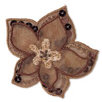 Applikation Blume braun Organza mit Pailletten