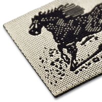 Applikation Label Pferd schwarz/beige