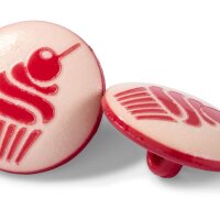 Knopf Ösen, Cupcake 15mm, rot/lachs