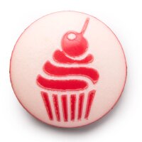 Knopf Ösen, Cupcake 15mm, rot/lachs