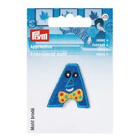 Applikation Buchstabe A blau/bunt