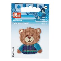 Applikation Teddybär braun/kariert