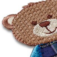 Applikation Teddybär braun/kariert
