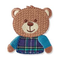 Applikation Teddybär braun/kariert