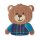 Applikation Teddybär braun/kariert