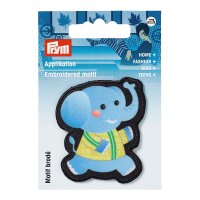 Applikation Elefant schwarz/blau