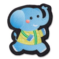 Applikation Elefant schwarz/blau