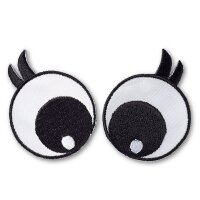 Applikation Augen schwarz/weiß mit Wimpern
