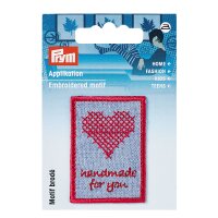 Applikation Exklusiv Handmade Label Sticken blau/rot