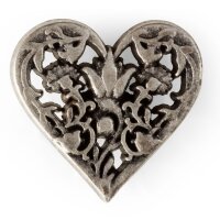 Knopf Ösen Trachten Herz 18 mm silber