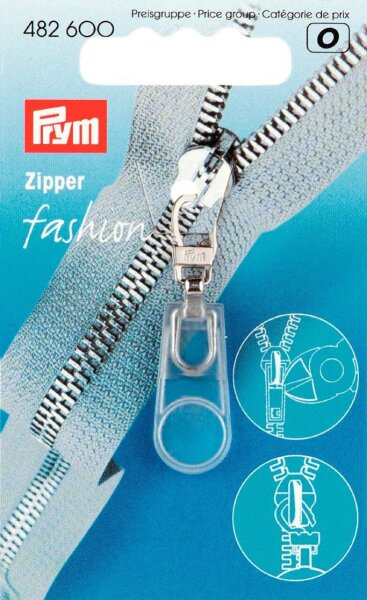 Fashion-Zipper Gummi transparent