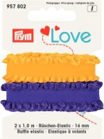 Prym Love Rüschen-Elastic 16mm lila/gelb 2x1m