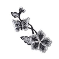 Applikation selbstklebend/aufbügelbar Blumenranke schwarz