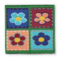 Applikation Patch 4 Blumen eckig