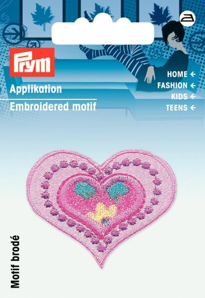 Applikation Herz klein rose/pink