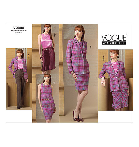 Vogue V2888  Jacket, Top, Kleid, Rock und Hose 2888 Schnittmust OFP