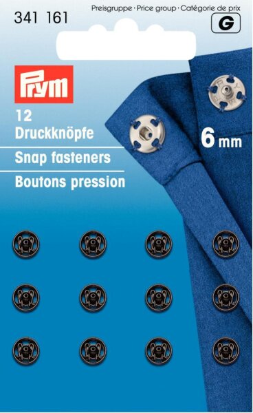 Annäh-Druckknöpfe MS 6 mm schwarz