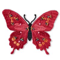 Applikation Schmetterling exklusiv rot mit Perlen