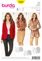 6569 Jacke, V-Ausschnitt, Kragenblende, Burda