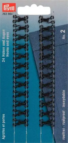 Haken und Augen, Messing, schwarz, Prym 263865 OFP