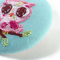 Knopf überzogen Eule 30 mm rosa / mint