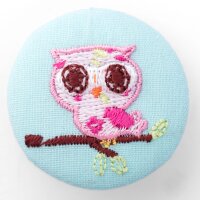 Knopf überzogen Eule 30 mm rosa / mint