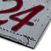 Applikation Label NO. 424 grau / blau