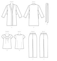 Damen Top Hose Gürtel Bademantel, KwikSew K4144