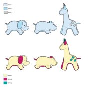 K0116 Spielzeug Nilpferd Elefant Giraffe, KwikSew