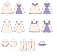 M7342 Kinder Leggings Eimer Kleid Höschen Hut, McCalls