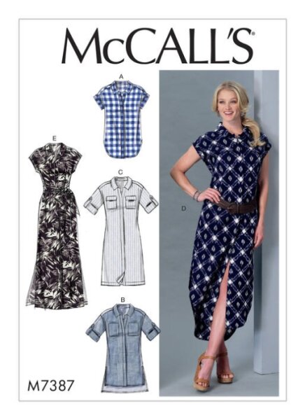 M7387 Damen Top Tunika Gürtel Kleid, McCalls