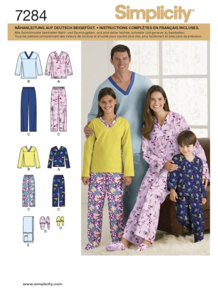 S7284, S3935  Pyjama, Schnittmuster von Simplicity